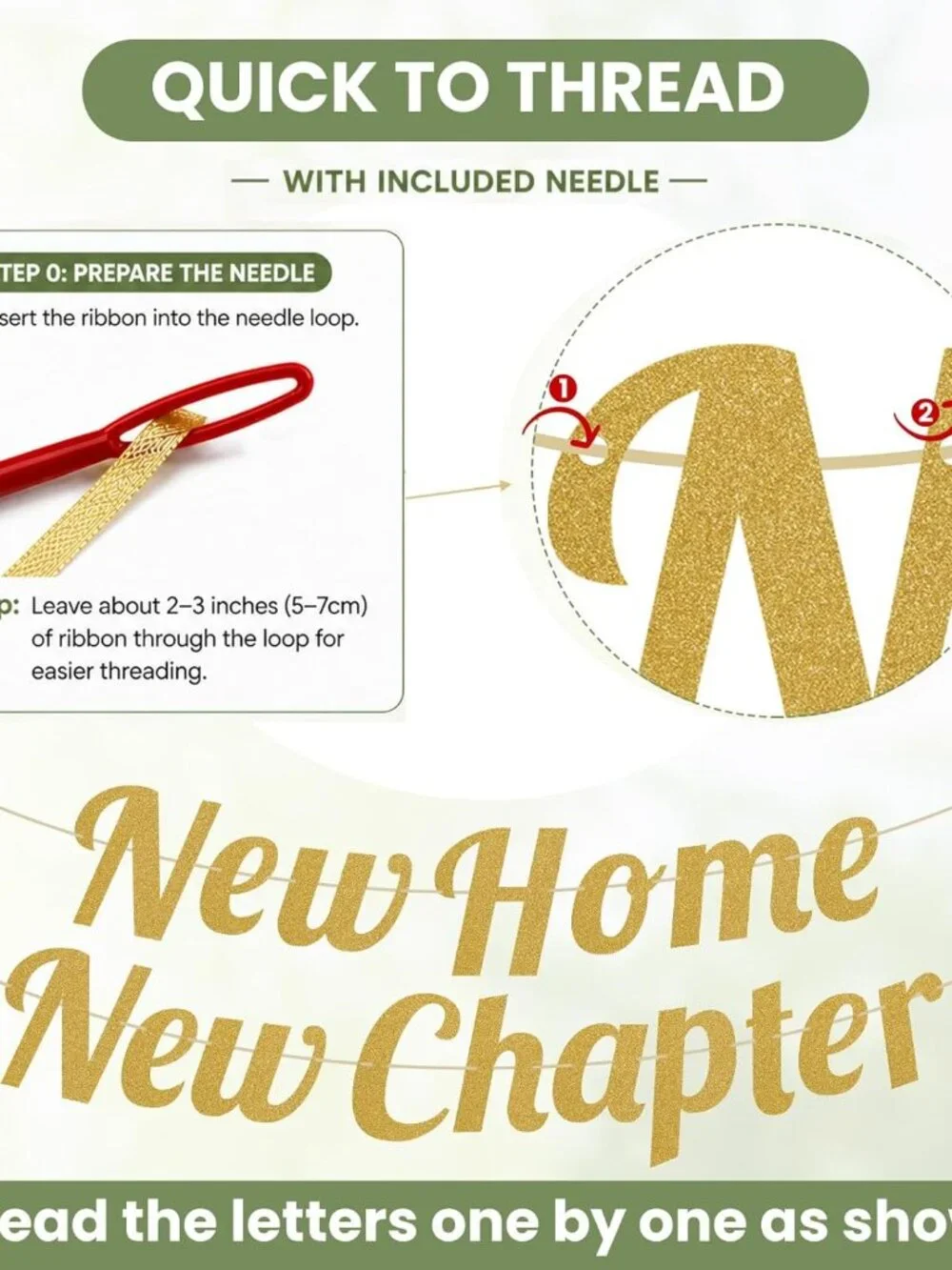 New Home New Chapter Housewarming Decorations Set Green Gold Balloons Banner